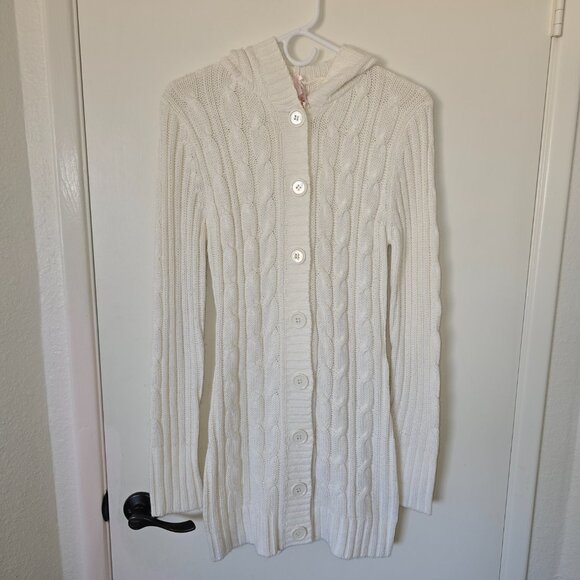 Derek Heart Sweaters - Derek Heart 100% Acrylic Ivory Hooded Cardigan